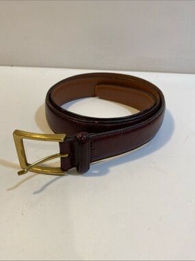PAUL STUART Men's Brown Leather Belt with Brass Buckle Sz 36